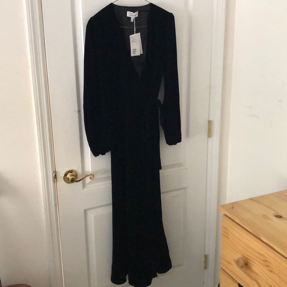 &other stores velvet wrap midi dress